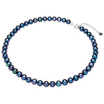 Kette Sterling Silber Süßwasser-Zuchtperle dunkelblau