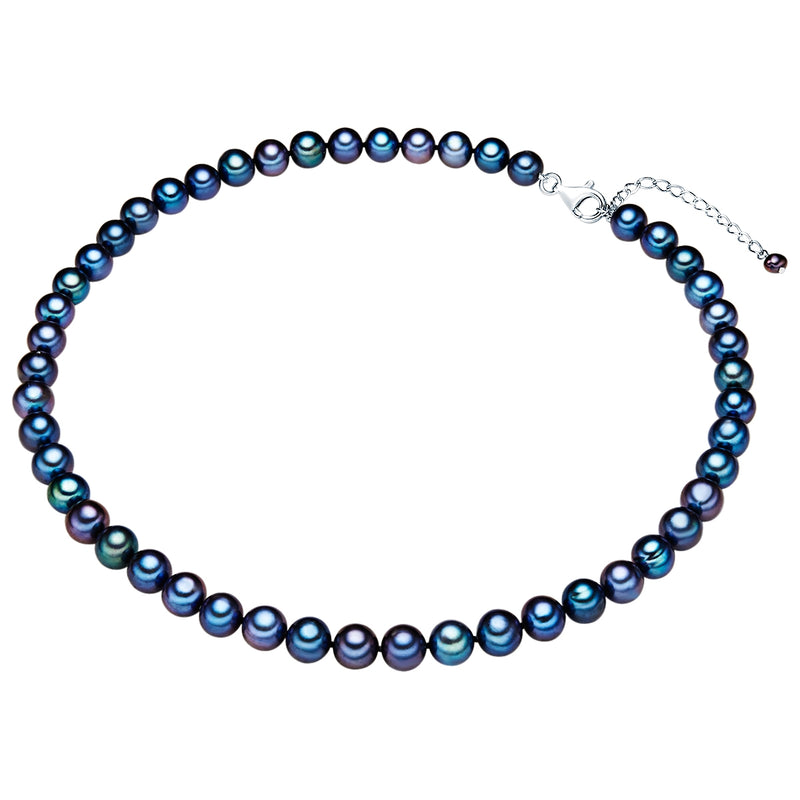 Kette Sterling Silber Süßwasser-Zuchtperle dunkelblau
