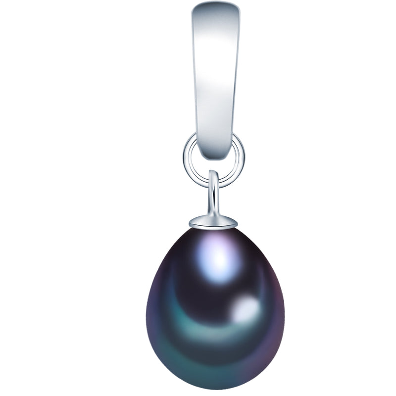Anhänger Sterling Silber Süßwasser-Zuchtperle pfauenblau