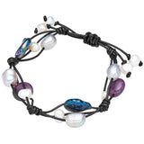 Armband  Echtleer schwarz Süßwasser-Zuchtperle