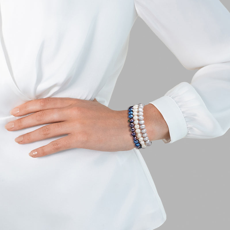 3er Set Armbänder Süßwasser-Zuchtperle multicolor
