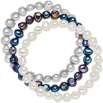 3er Set Armbänder Süßwasser-Zuchtperle multicolor