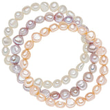 3er Set Armbänder Süßwasser-Zuchtperle multicolor