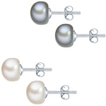 2er Set Ohrstecker Sterling Silber Süßwasser-Zuchtperle weiß silber