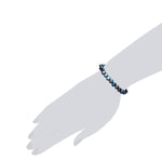 Set (Armband+Ohrstecker) Sterling Silber Süßwasser-Zuchtperle dunkelblau