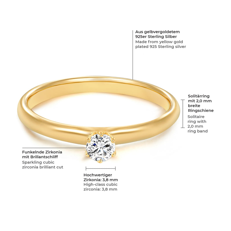 Ring Sterling Silber gelbgold Zirkonia weiß