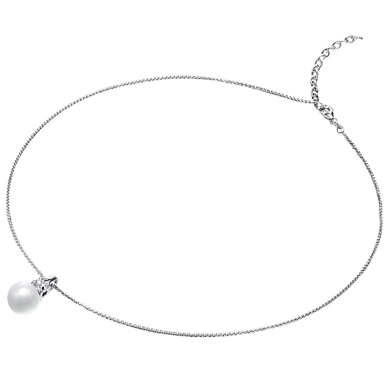 Kette mit Anhänger Sterling Silber Perle (synth.) weiß Zirkonia weiß