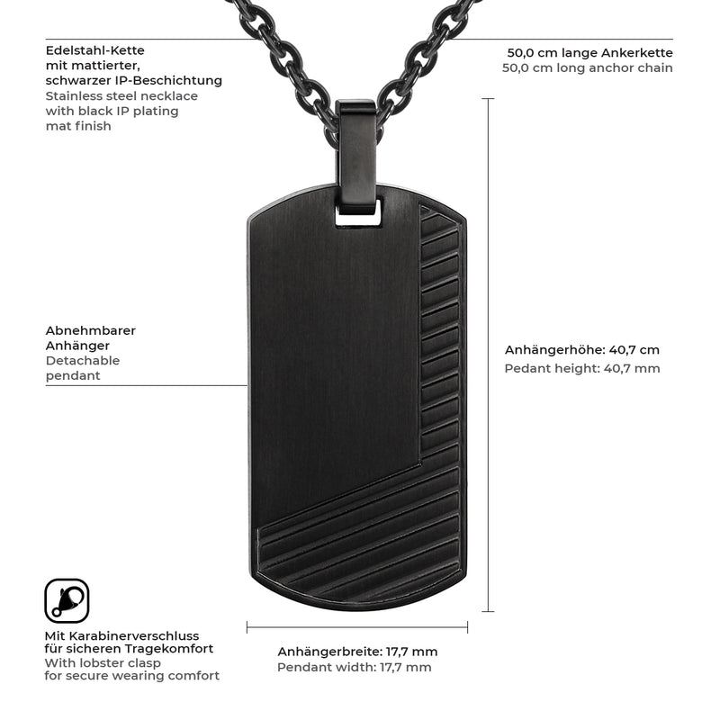 Kette mit Anhänger Edelstahl schwarz