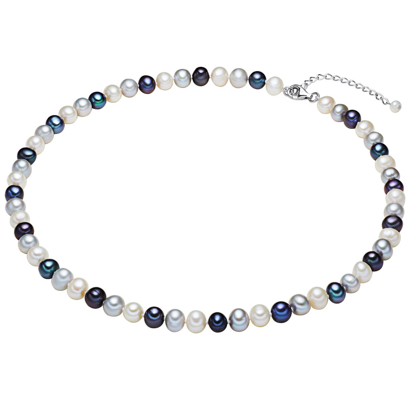 Kette Sterling Silber Süßwasser-Zuchtperle multicolor