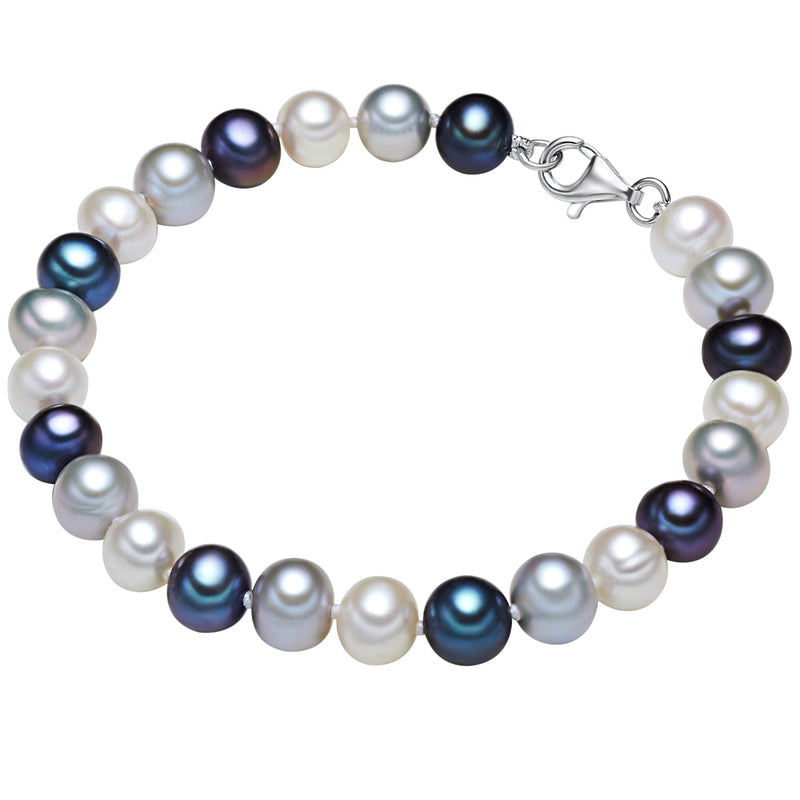 Armband Sterling Silber Süßwasser-Zuchtperle multicolor