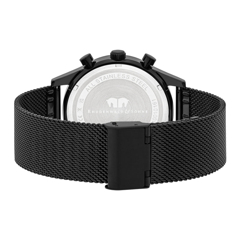 Herren Chronograph schwarz Edelstahl schwarz