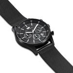 Herren Chronograph schwarz Edelstahl schwarz