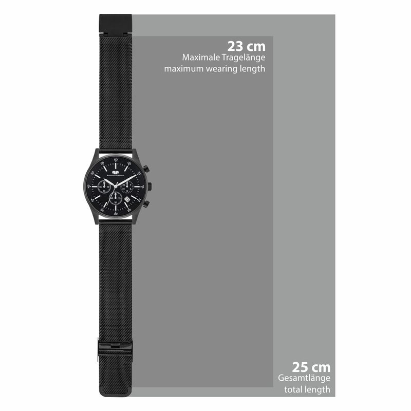 Herren Chronograph schwarz Edelstahl schwarz