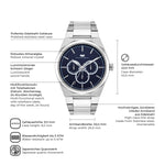 Herren Multifunktionsuhr silber Edelstahl silber