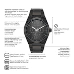 Herren Multifunktionsuhr schwarz Edelstahl schwarz