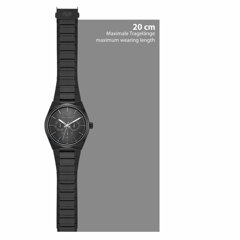 Herren Multifunktionsuhr schwarz Edelstahl schwarz