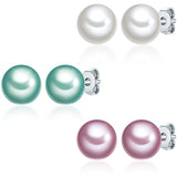 3er Set Ohrstecker Sterling Silber Muschelkernperle multicolor