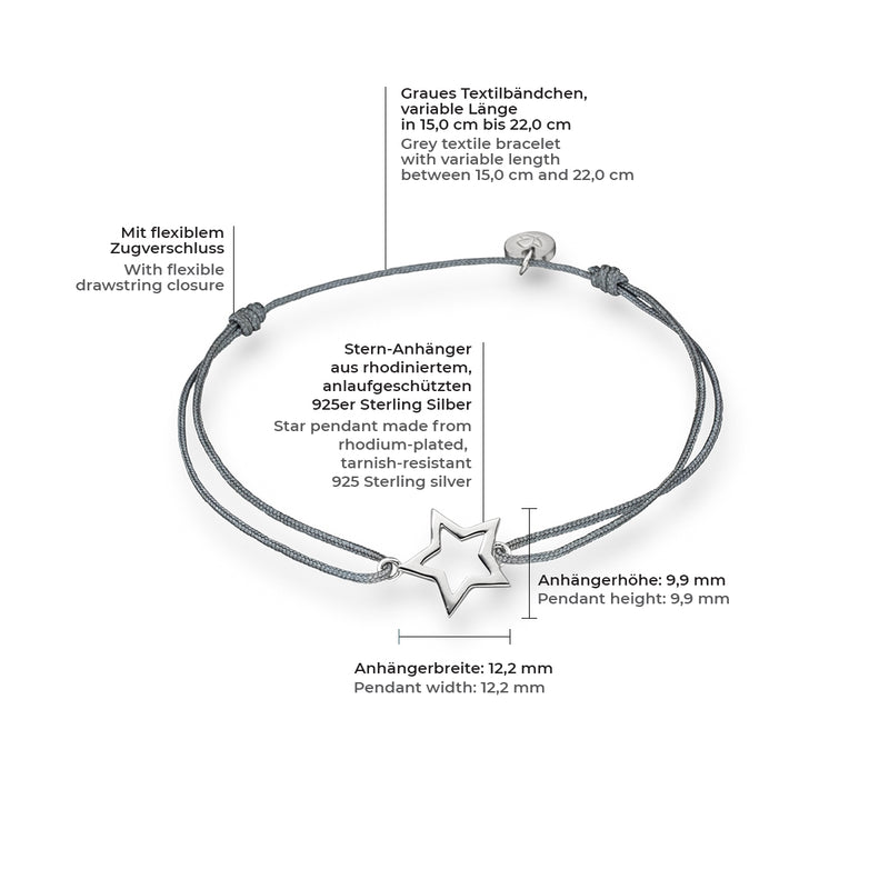 Armband Sterling Silber Textil (grau)