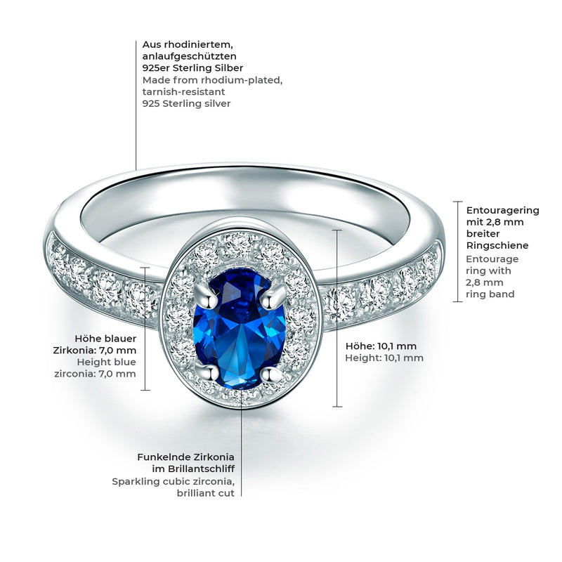 Ring Sterling Silber Zirkonia blau weiß