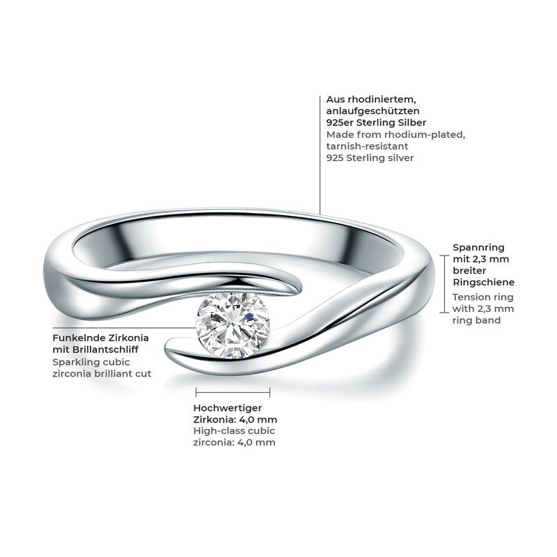 Ring Sterling Silber Zirkonia weiß