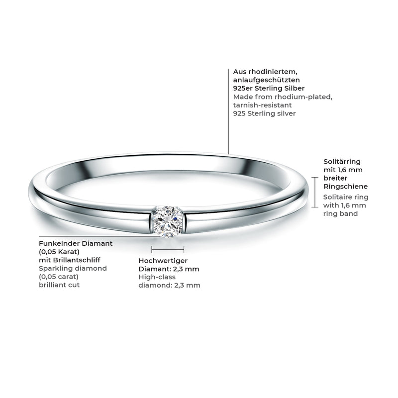 Ring Sterling Silber Diamant weiß