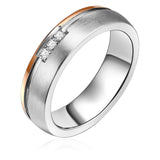 Ring Edelstahl bicolor Zirkonia weiß