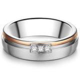Ring Edelstahl bicolor Zirkonia weiß