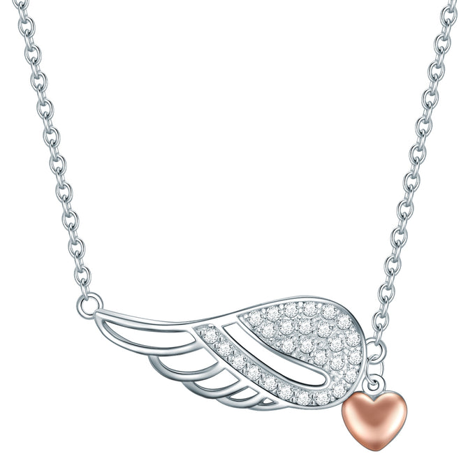 Kette mit Anhänger Sterling Silber bicolor Zirkonia weiß