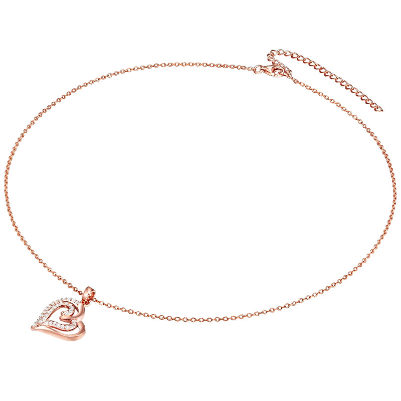 Kette mit Anhänger Sterling Silber roségold Zirkonia weiß