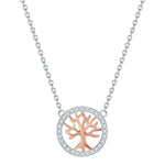 Kette mit Anhänger Sterling Silber bi-Color Zirkonia weiß