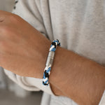 Armband Nylonkordel silber/blau Edelstahl