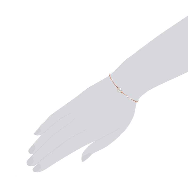 Armband Sterling Silber roségold Süßwasser-Zuchtperle weiß