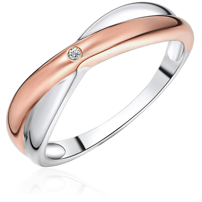 Ring Sterling Silber bicolor Diamant weiß