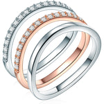 3er Set Ringe Sterlin Silber bi-Color Zirkonia weiß