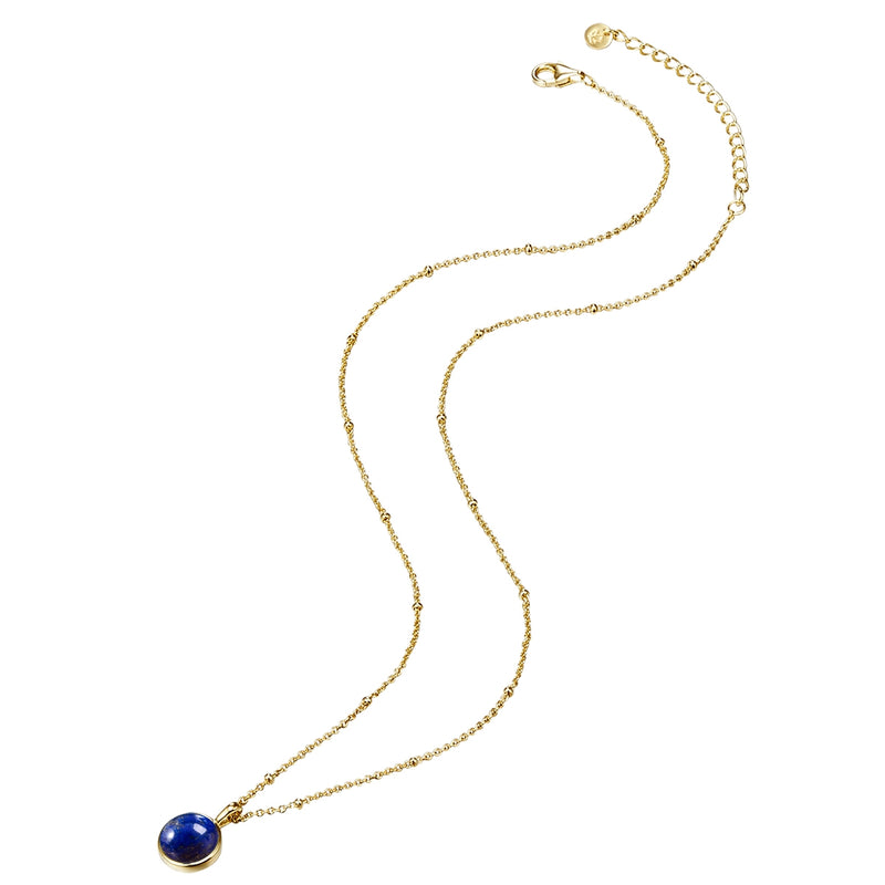 Kette mit Anhänger Sterling Silber gelbgold Lapislazuli (synth.)