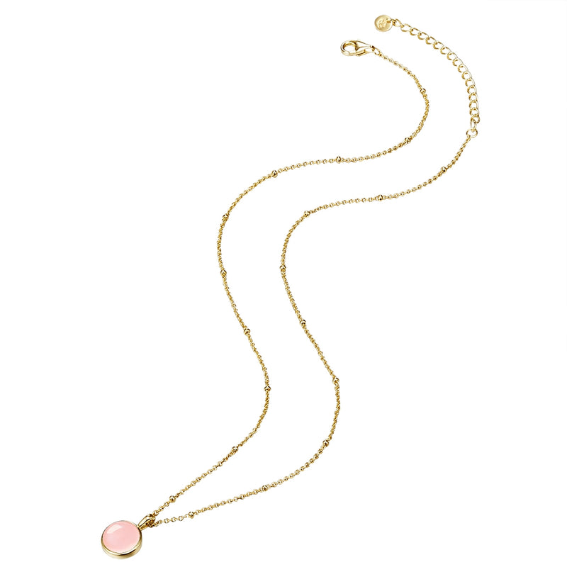Kette mit Anhänger Sterling Silber gelbgold Rosenquarz