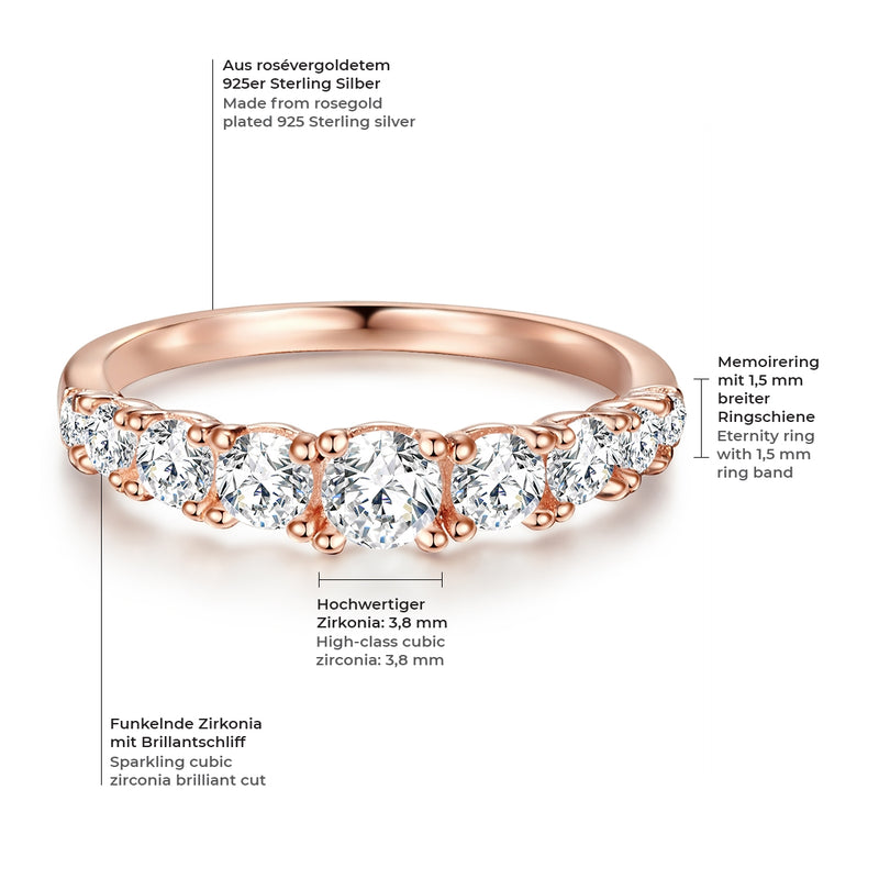 Ring Sterling Silber roségold Zirkonia weiß