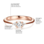 Ring Sterling Silber roségold Zirkonia weiß