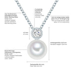 Kette mit Anhänger Sterling Silber Süßwasser-Zuchtperle weiß Zirkonia weiß