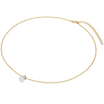 Kette mit Anhänger Sterling Silber gelbgold Süßwasser-Zuchtperle weiß Zirkonia weiß
