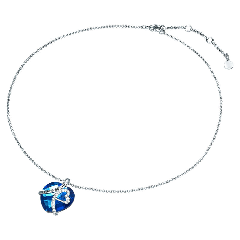 Kette mit Anhänger Zirkonia weiß Glas blau