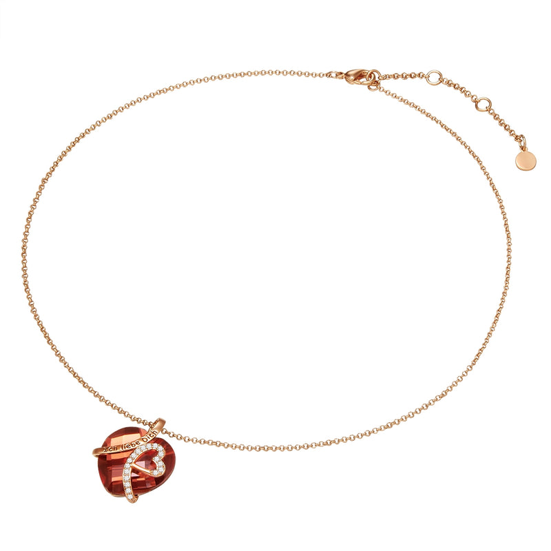 Kette mit Anhänger Zirkonia weiß Glas rot