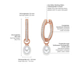 Creolen Sterling Silber roségold Süßwasser-Zuchtperle weiß Zirkonia weiß