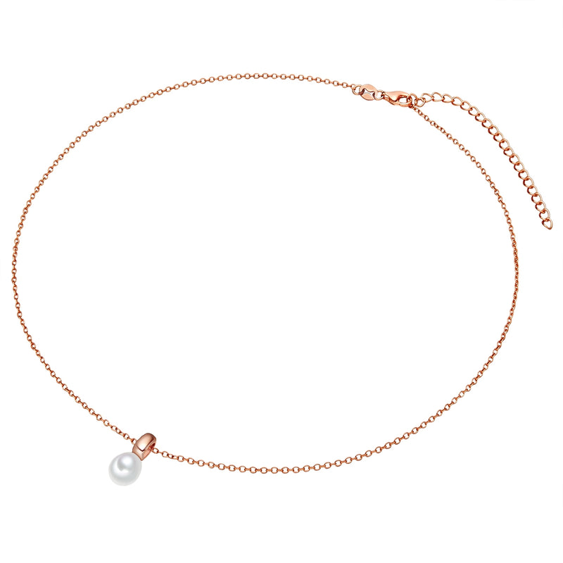 Kette mit Anhänger Sterling Silber roségold Süßwasser-Zuchtperle weiß