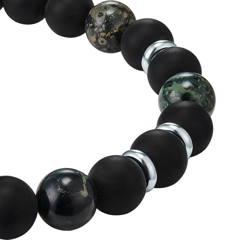 Armband Achat schwarz Bird Stone grün