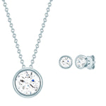 Set (Kette+Ohrstecker) 
 Sterling Silber verziert mit Kristallen von Swarovski® weiß