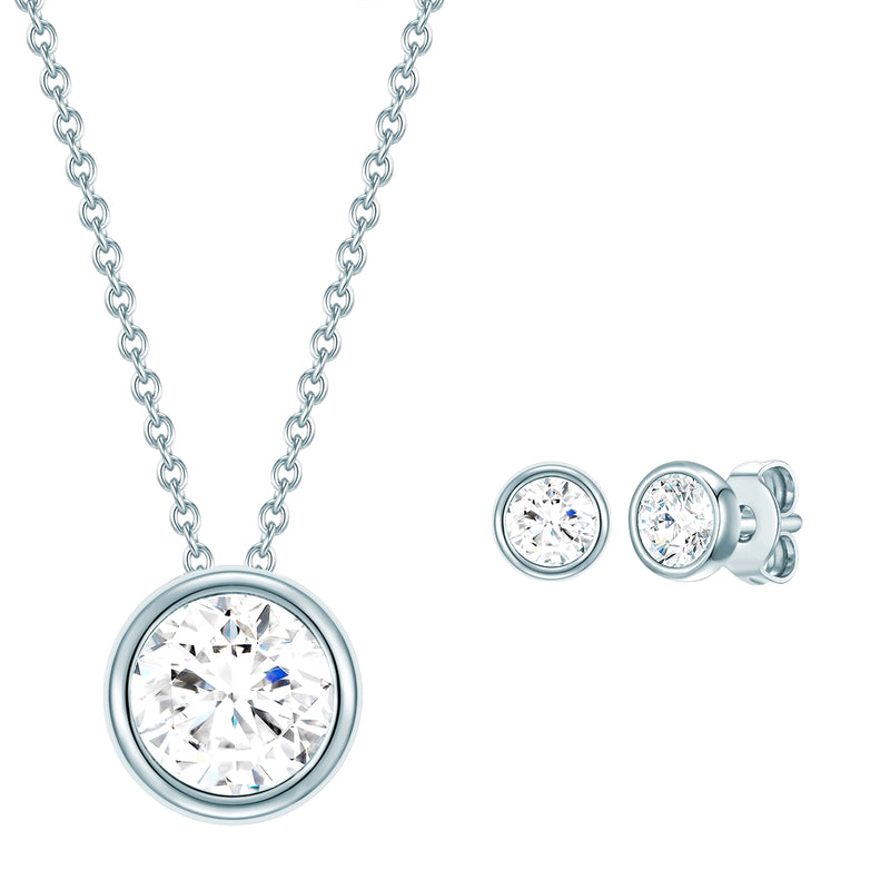 Set (Kette+Ohrstecker) 
 Sterling Silber verziert mit Kristallen von Swarovski® weiß