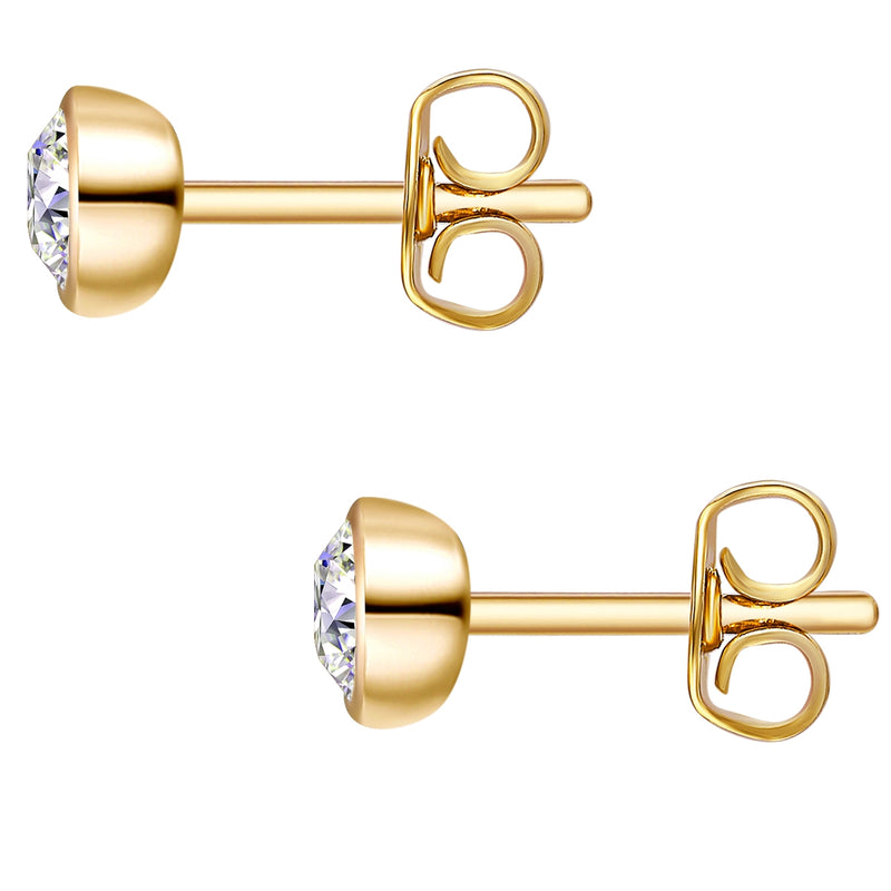 Set (Kette+Ohrstecker) 
 Sterling Silber gelbgold verziert mit Kristallen von Swarovski® weiß