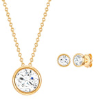 Set (Kette+Ohrstecker) 
 Sterling Silber gelbgold verziert mit Kristallen von Swarovski® weiß