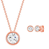 Set (Kette+Ohrstecker) Sterling Silber roségold verziert mit Kristallen von Swarovski® weiß